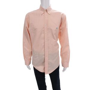 Brooks Brothers Mens Shirt Orange Collared Long Sleeve Supima Cotton Size L
